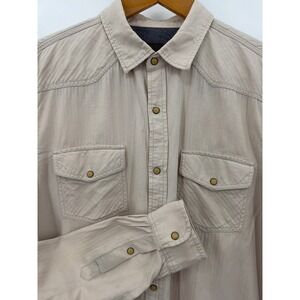 Northwest Territory Mens Western Snap Front Shirt Tan XLT Cotton Long Sleeve